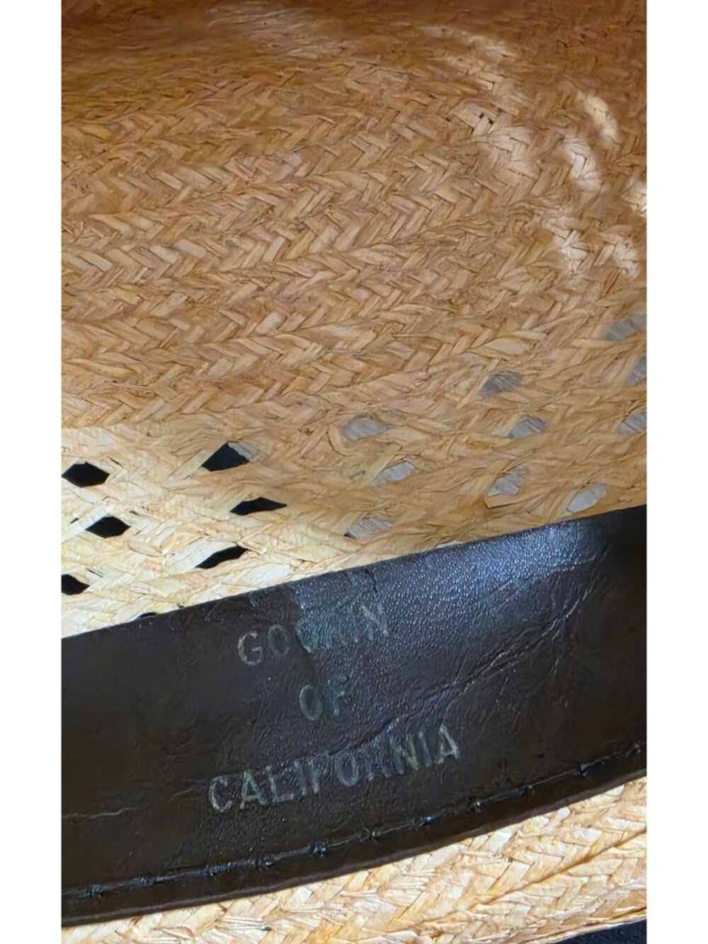 Vintage Goorin of California "Nugget" Straw Cowboy Hat Vented Medium Size 7 USA - Picture 8 of 10